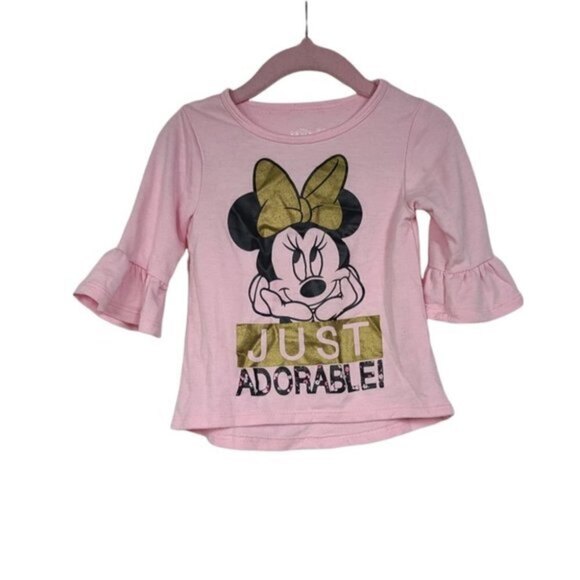 Disney Minnie Just Adorable Bell Sleeve Pink Toddler Girl Shirt 2T - Picture 1 of 5
